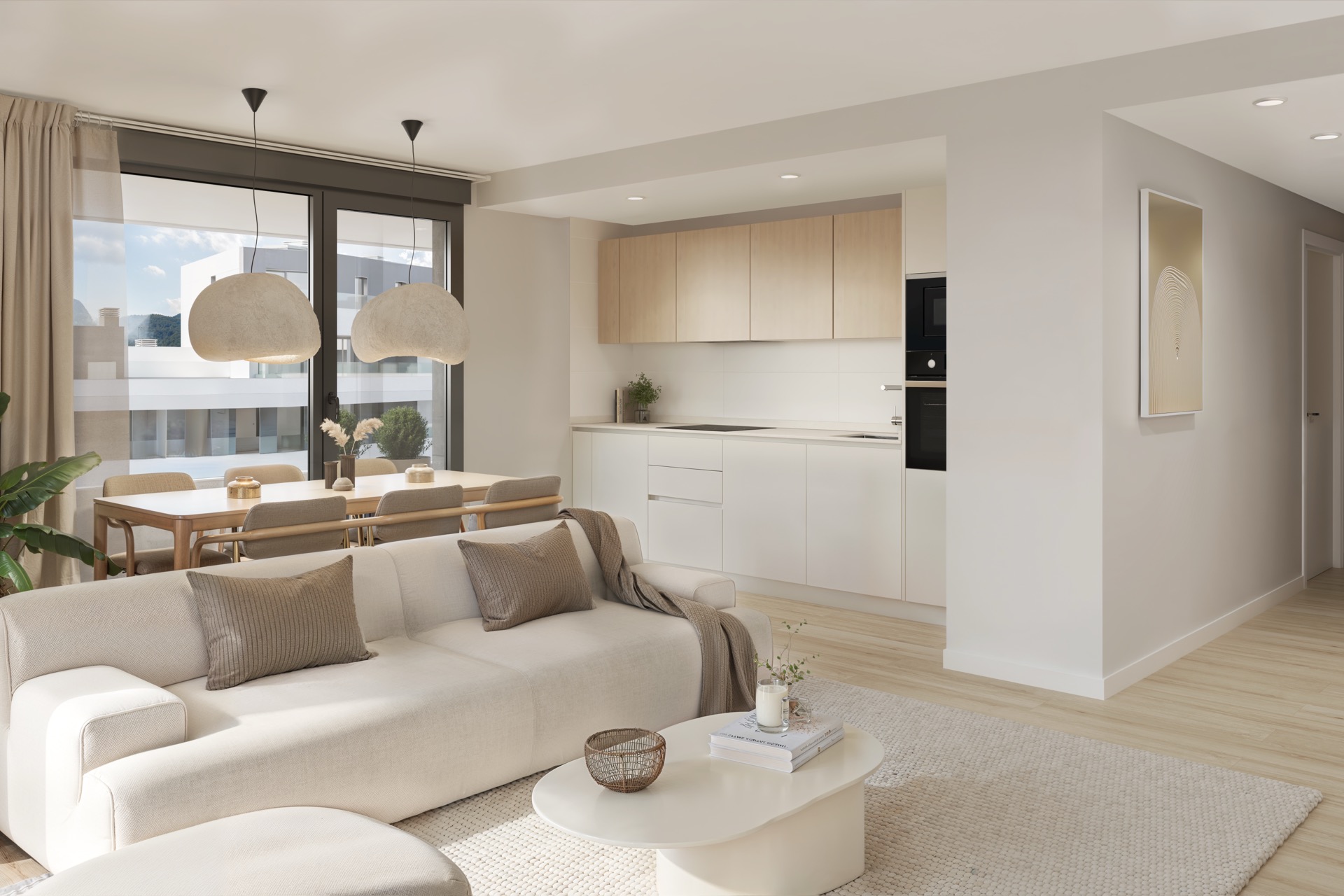 Salón y cocina, ambiente continuo